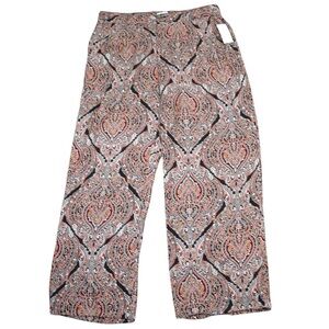 Liz‎ Claiborne 100% Rayon Paisley Pattern Wide Leg Pants, Size 16 NEW
